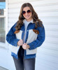  Cozied Up Together Sherpa Collared Denim Jacket 
