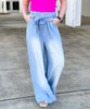  Open Spaces Chambray Paper Bag Belted Waist Wide Leg Pants - Light 