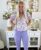  Flare With Me High Waist Stretch Disco Bell Bottom Pants - Lavender 