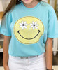  Distressed Daisy Flower Smiley Comfort Colors Graphic Shirt 