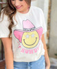  Howdy Smiley With Cowgirl Hat Bella Canvas Tee 