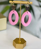  All I Want Wood And Metal Oval Faceted Earrings - Pink 