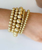  Downtown Girl Texture Ball Multi Stackable Bracelets - Gold 
