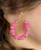  Wheel In The Sky Raffia And Metal Ball Circle Earrings - Fuchsia 