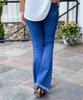  Ready For Anything High Waist Bell Bottom Flares With Ripped Knees And Fray Hem - Medium Blue 