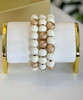  Dream On 3 Wood Bracelets - Ivory/Gold 