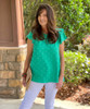  What A Girl Wants Popcorn Ruffle Sleeve Blouse - Green 