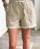  Queen Of The South Frayed Denim Shorts - Beige 