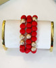  Dream On 3 Wood Bracelets - Red/Gold 