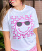  Flower Checkerboard Smiley Graphic Shirt 