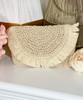  Keep Me Close Frayed Fold-Over Straw Clutch 