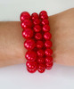  All For Me 3 Strand Pearl Stretch Bracelet - Red 