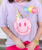 Birthday Smiley Comfort Colors Tee Close Up