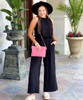  Need A Favor Frill Mock Neck Jumpsuit With Pockets - Black 