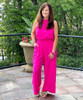  Need A Favor Frill Mock Neck Jumpsuit With Pockets - Hot Pink 
