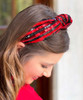  Classy Until Kickoff Stripe Sequin Headband - Red/Black 