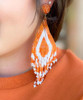  Kickoff  Time Seed Bead Tassel Earrings - Orange/White 