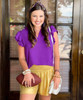  Football Queen Ruffle Sleeve Top - Purple 