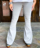  Flare With Me High Waist Stretch Disco Bell Bottom Pants - Light Gray 