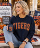 customizable distressed football team sweatshirt model image
