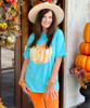  Watercolor Pumpkin Graphic Shirt - Scuba Blue 