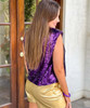  Hail Mary Game Day Patches Sequin Top - Purple/Mustard 