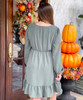 Miss Me More Long Puff Sleeve Dress - Olive 