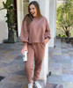  Weekend Vibes Sweatshirt and Sweatpant Set - Deep Camel 