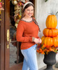  Wild Around The Edges Waffle Knit Top - Rust 