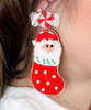 Red Stocking Earrings With Santa Model