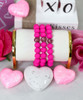 I love pink bracelet set