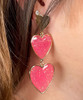 Sparkly heart pink earrings model