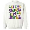 faux glitter let the good times roll white sweatshirt