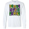 faux glitter mardi gras checkerboard long sleeve tee
