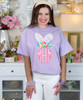 monogram bunny ears with eggs purple tee