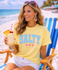 salty palm trees model image comfort colors tee