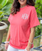 monogram summer color coral silk close up