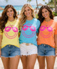 pink smiley graphic tee group