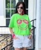 pink smiley graphic tee