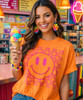 flower checkerboard smile graphic tee model 1