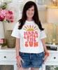 distressed here comes the sun tee