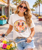 hippie flower smile tee model image