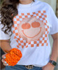 Pumpkin Smiley Checkerboard Graphic Shirt