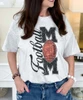 faux glitter football mom tee close up