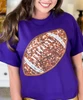 faux sequin football tee purple close up