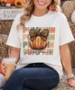 pumpkin season graphic tee model image close up