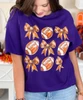 footballs and bows tee close up