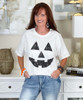 faux sequin jack o lantern face tee