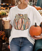brushstroke pumpkin tee model image close up