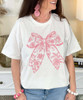 pink bow tee close up